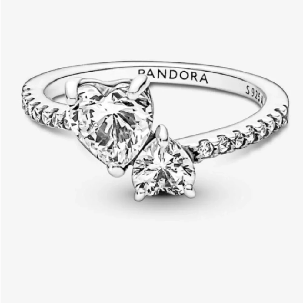 - Double Heart Ring ) 9.25 Sterling Silver & CZ Size 8